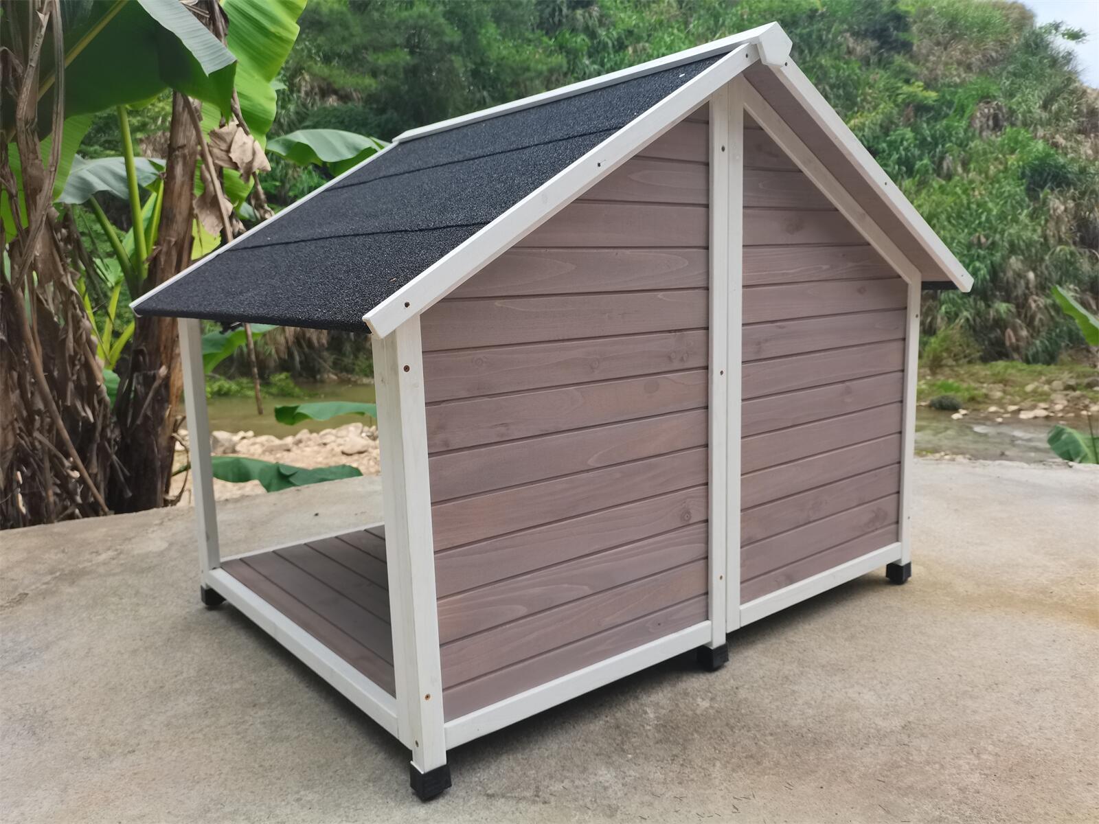 Spud Jax Petshop YES4PETS L Timber Pet Dog Kennel House Puppy Wooden Timber Cabin 130x105x100cm Grey Pet Care