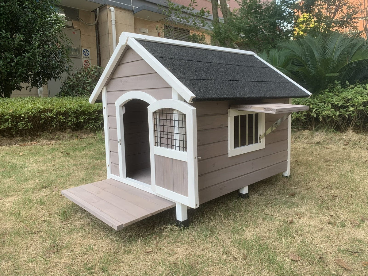Spud Jax Petshop YES4PETS L Timber Pet Dog Kennel House Puppy Wooden Timber Cabin Grey Pet Care