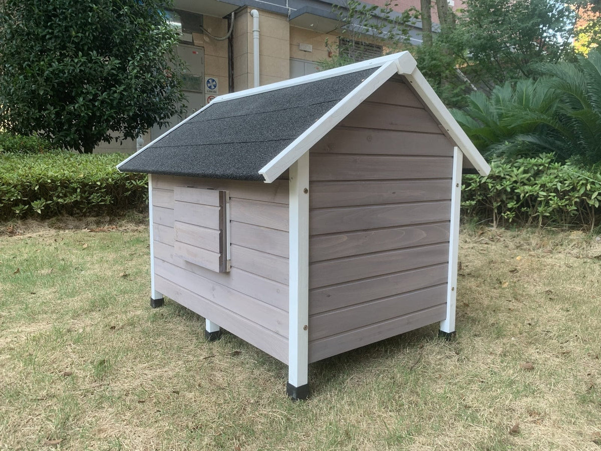 Spud Jax Petshop YES4PETS L Timber Pet Dog Kennel House Puppy Wooden Timber Cabin Grey Pet Care