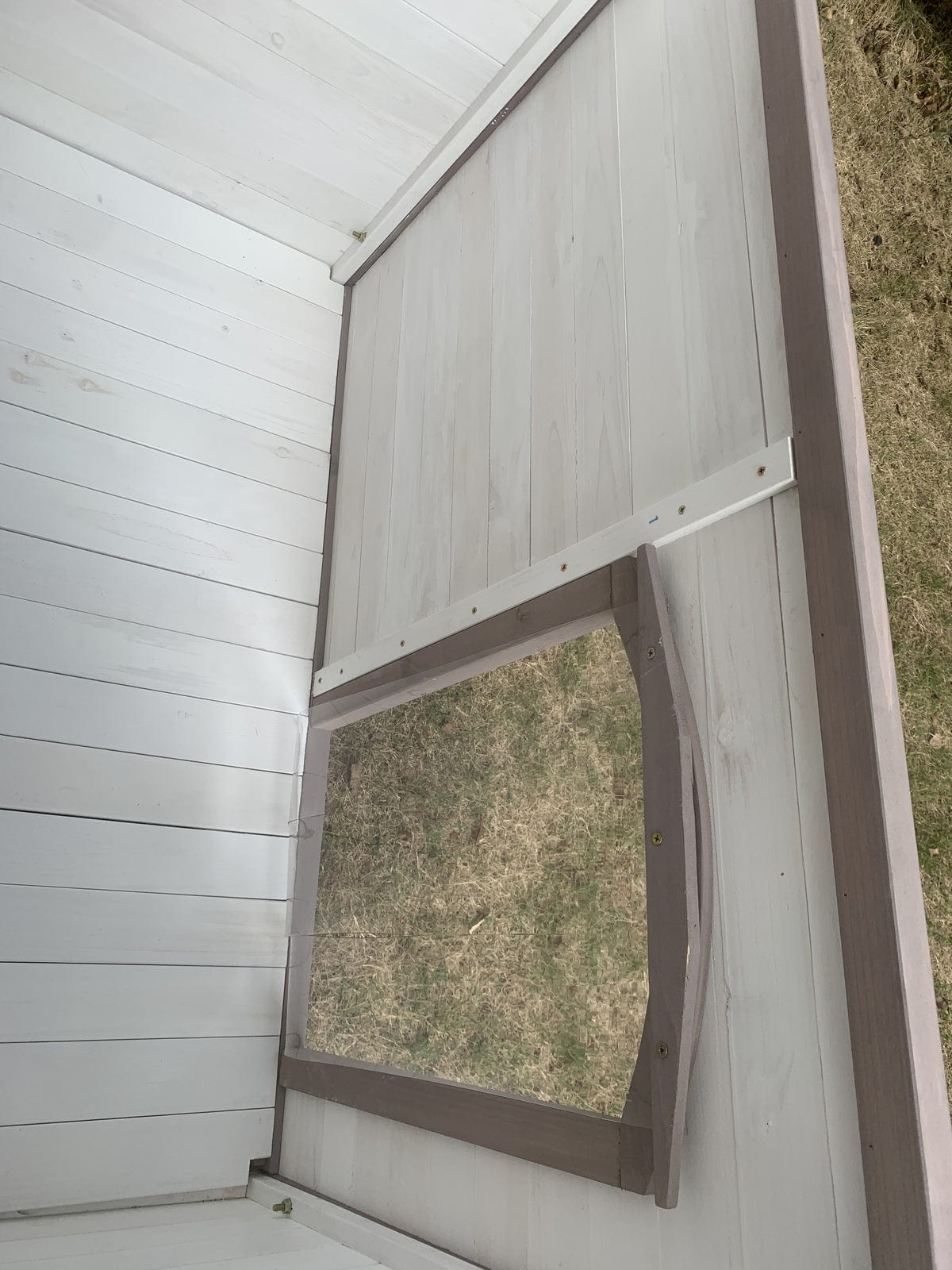 Spud Jax Petshop YES4PETS L Timber Pet Dog Kennel House Puppy Wooden Timber Cabin With Stripe White Pet Care