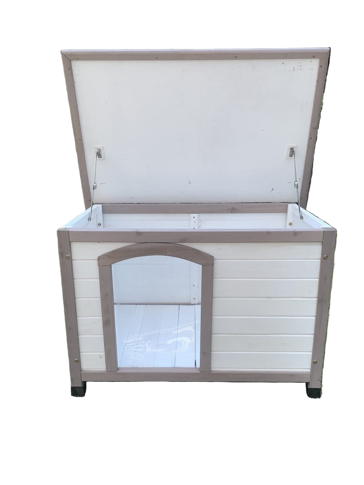 Spud Jax Petshop YES4PETS M Timber Pet Dog Kennel House Puppy Wooden Timber Cabin With Stripe White Pet Care