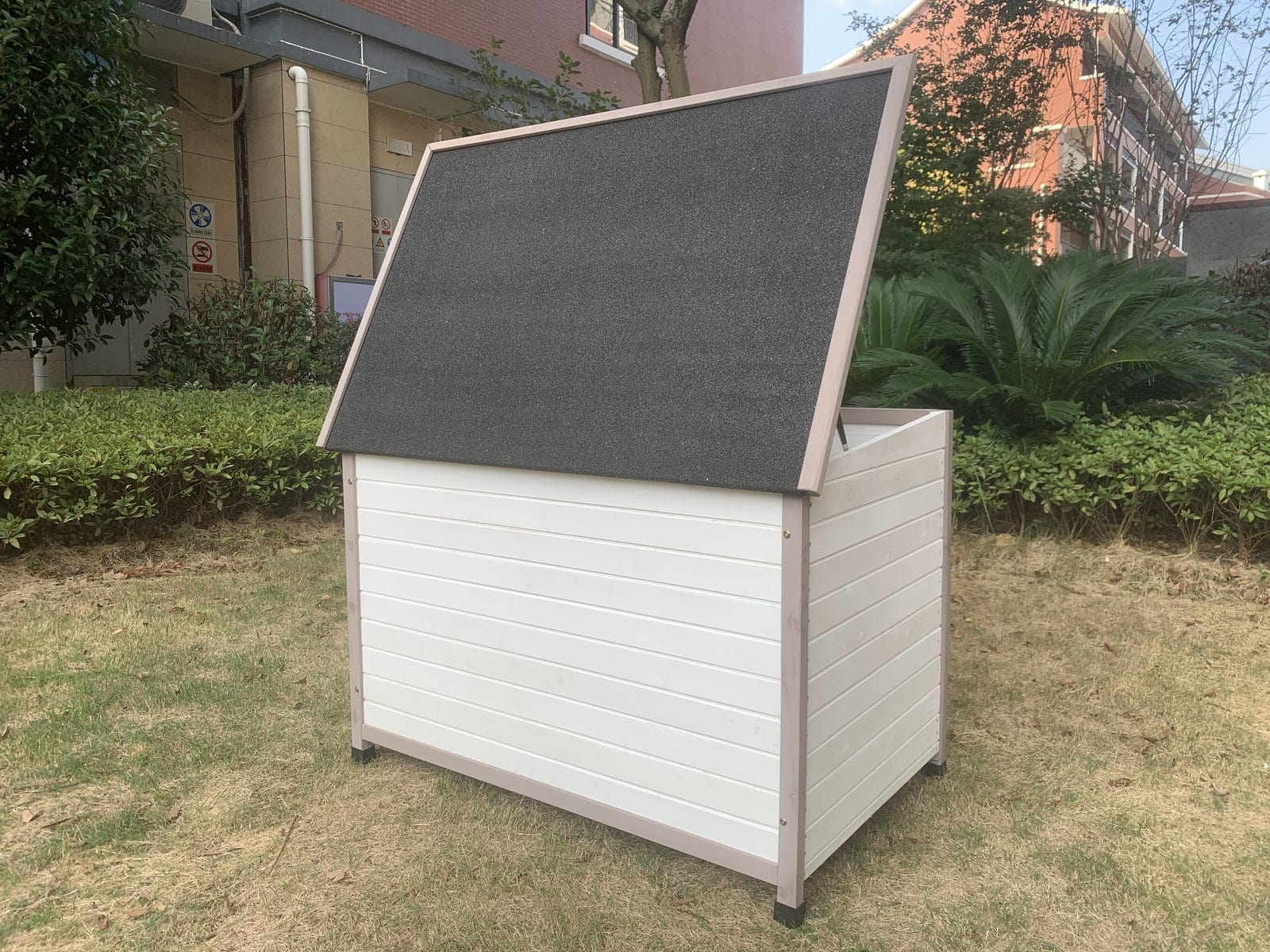 Spud Jax Petshop YES4PETS XL Timber Pet Dog Kennel House Puppy Wooden Timber Cabin With Stripe White Pet Care